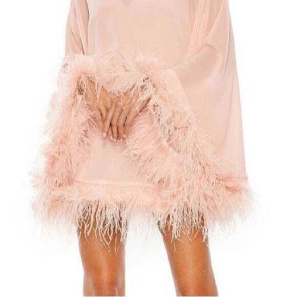 NWT MAC DUGGAL TRAPEZE DRESS WITH FEATHER TRIM 11622 $ 598.00 - Picture 9 of 11